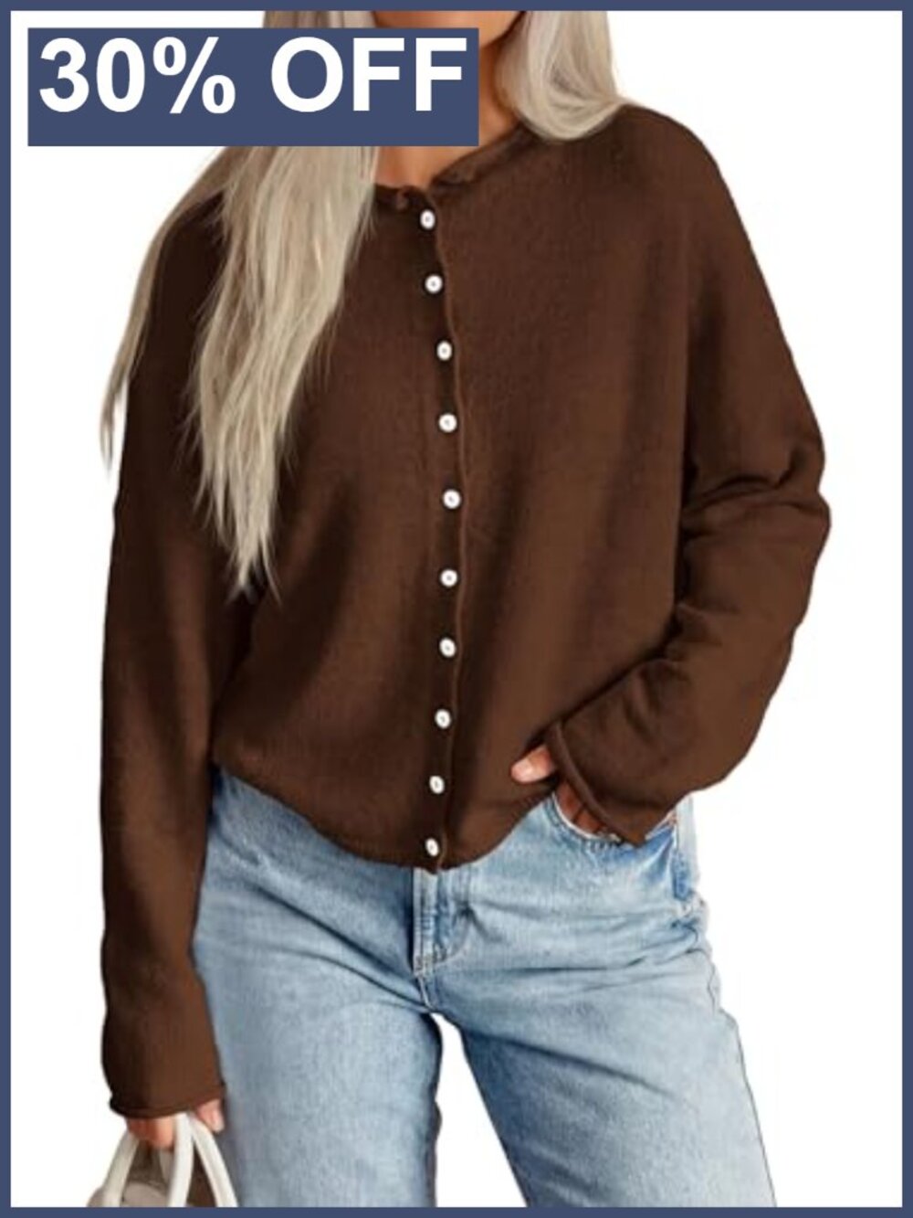 Oversized Button Up Knit Cardigan Women Lightweight Fall Sweater